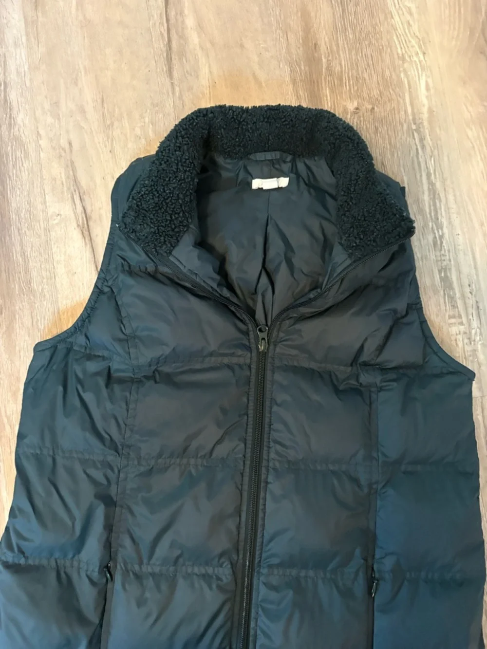 J.Jill Down Quilted Puffer Vest in Deep Teal with Sherpa Collar Size Small - Picture 6 of 15